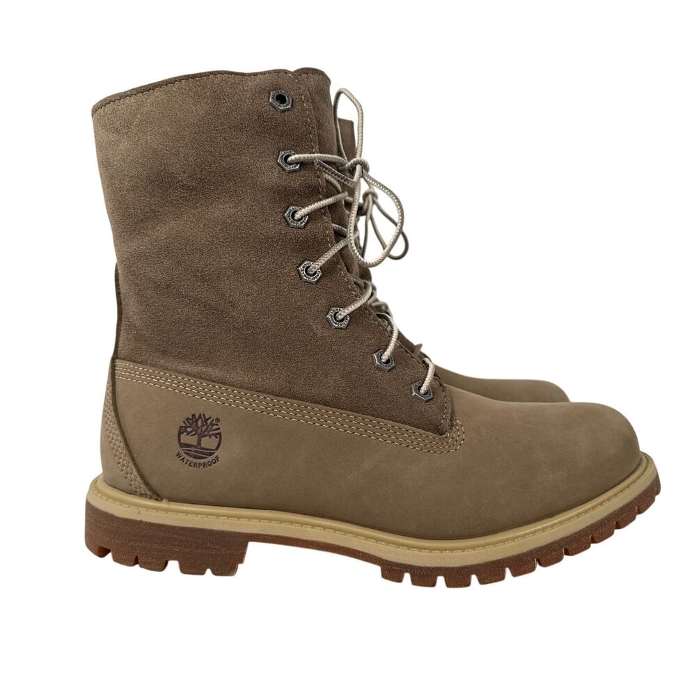 Timberland Roll Top Boots Womens 8‎ Light Brown Nubuck Warm Lined Fleece WP